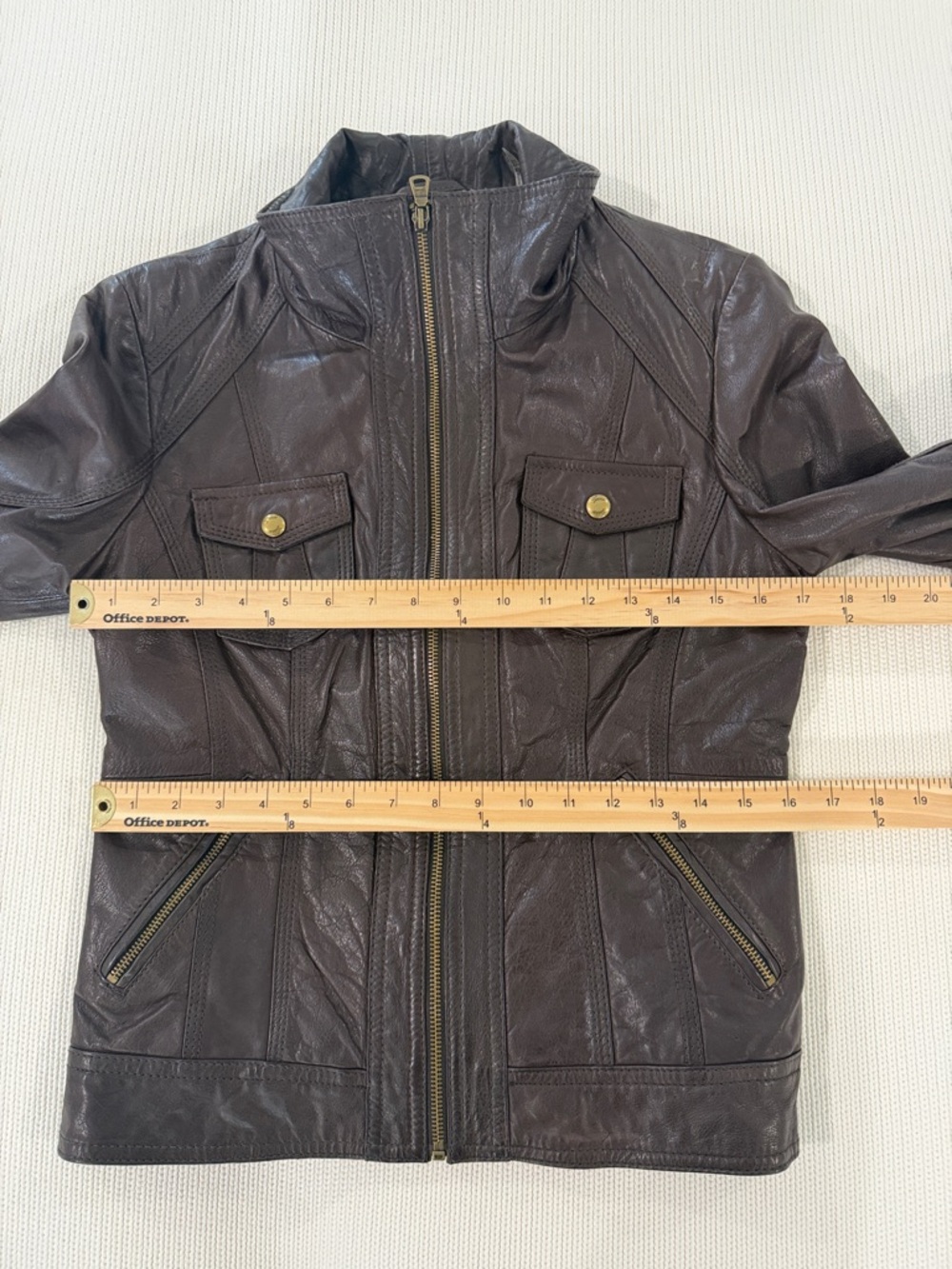 Guess Vintage Genuine Leather Jacket Brown - Picture 9 of 12